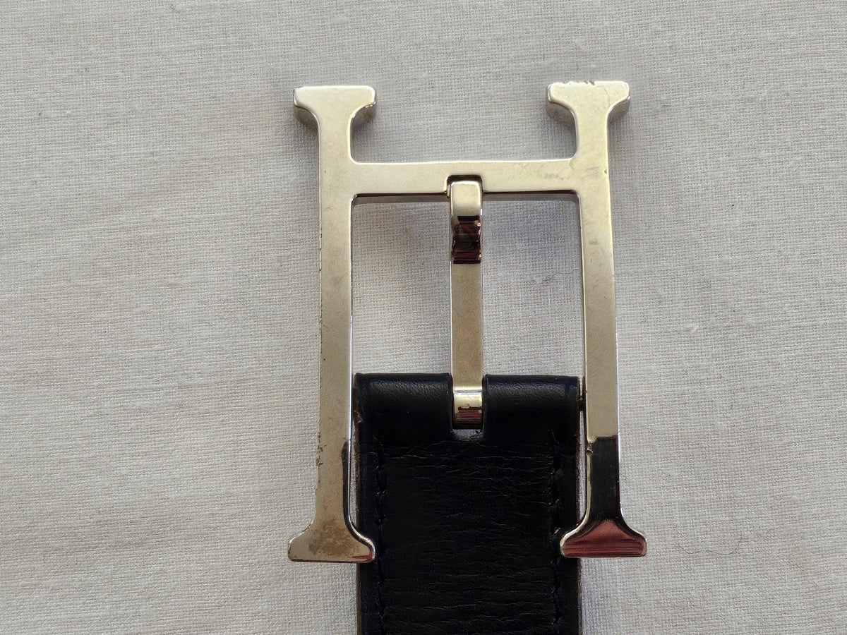 Hermès Gürtel Schwarz / Braun 100 cm x 2,5 cm