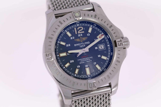 Breitling Colt Edelstahl Herren Uhr 44mm Milanaiseband Ref.A17388 Box und Papiere