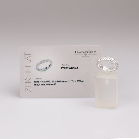 Pavé Ring 750/- Weißgold 1,17 ct Brillant