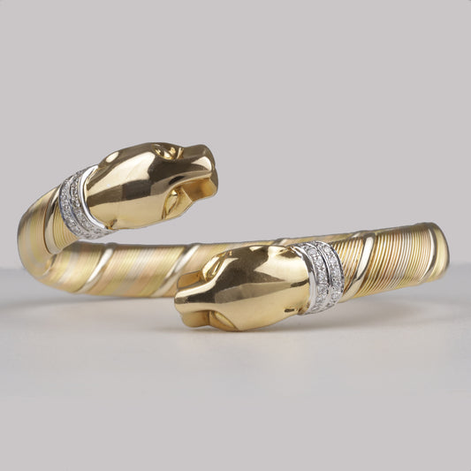 Cartier-Brillant-Armreif | „Panthere de Cartier“ (Cougar) 750/- Gelbgold |1990