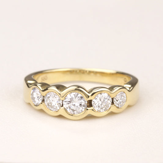 Alliance-Ring | 750/- Gelbgold | 5 Brillanten zusammen 0,80 ct Brillant | Zargenfassung