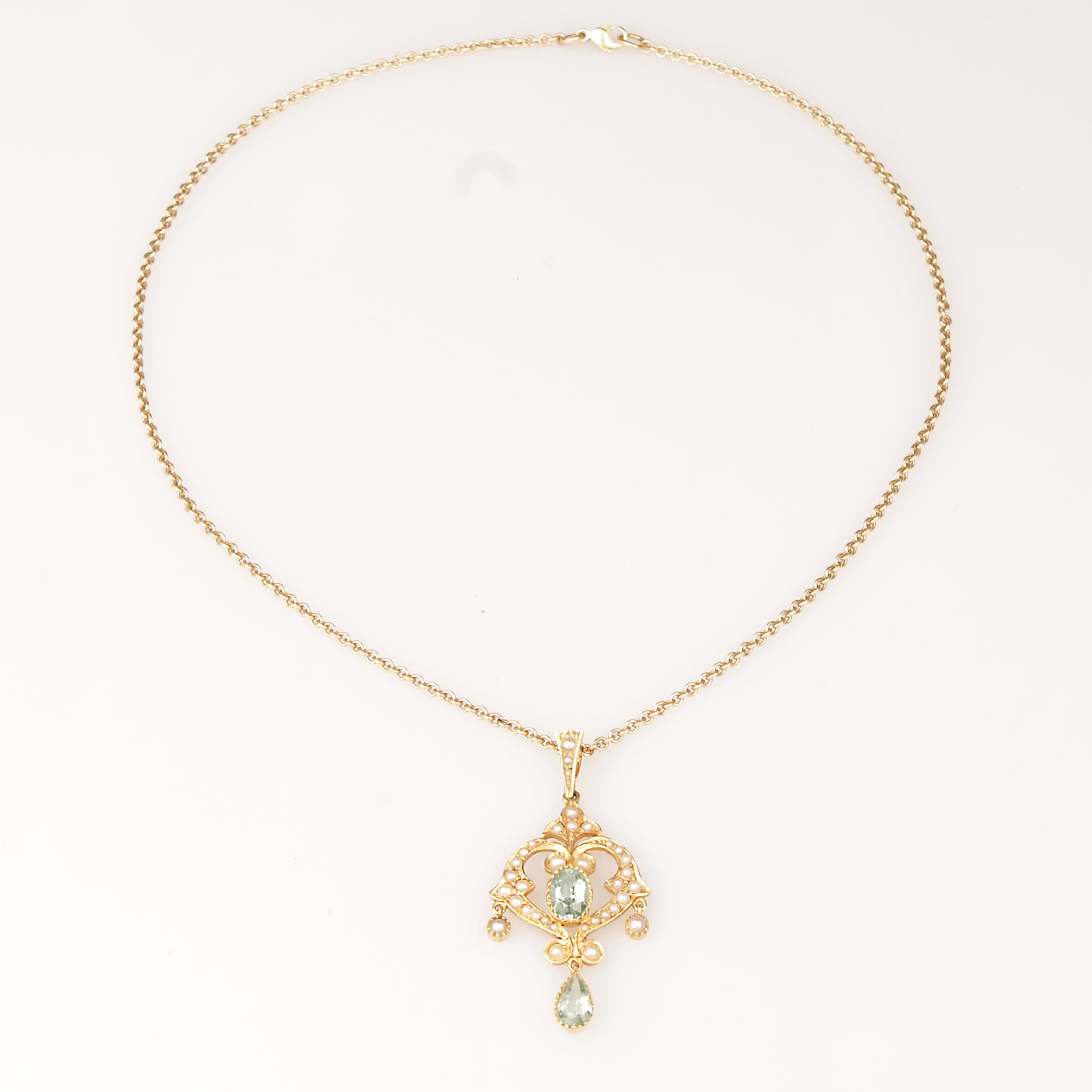 Collier 750/- Gelbgold | Paraiba Turmalin mit kleinen Orientperlen