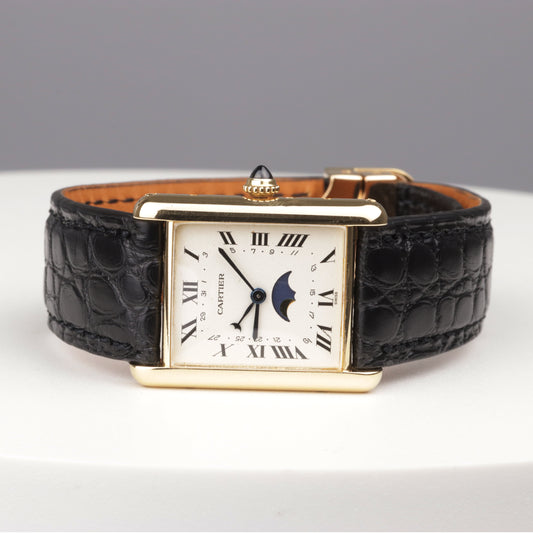 Damenarmbanduhr Cartier | Tank | Mondphase | 18 Karat Gelbgold | Quarz | Mineralglas