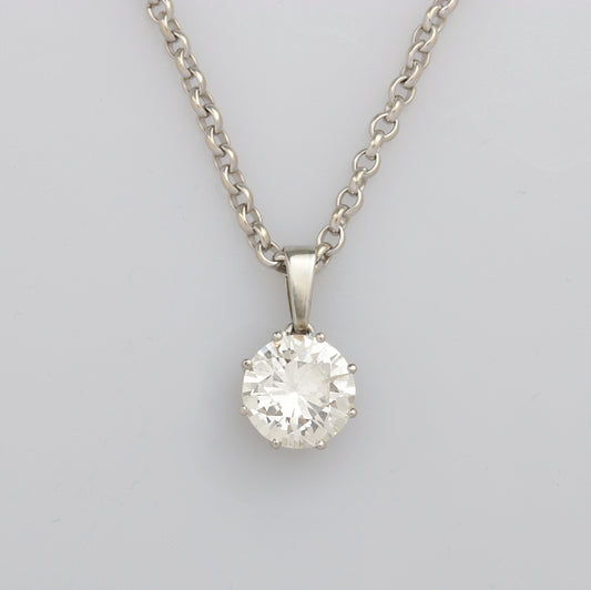 Solide Ankerkette | Weissgold | mit Solitär Brillantanhänger | 5,08 Karat