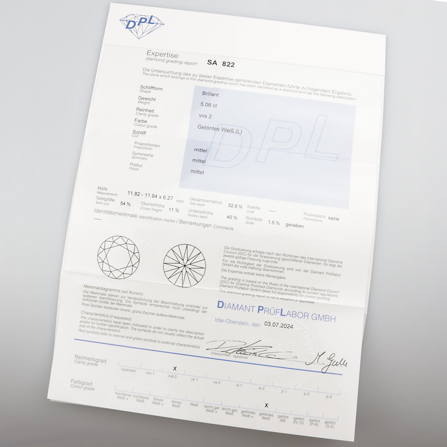 Solide Ankerkette | Weissgold | mit Solitär Brillantanhänger | 5,08 Karat