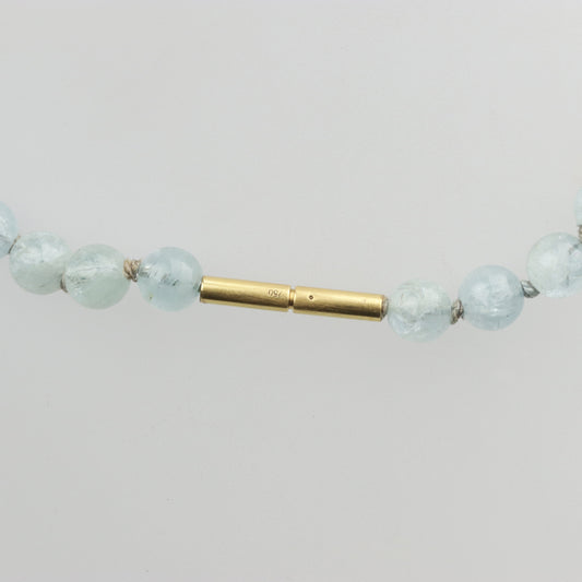 EDELSTEINKETTE | Aquamarin - Collier | Kugeln | 45 cm | 750/-Bajonettschließe | aus Geschäftsauflösung