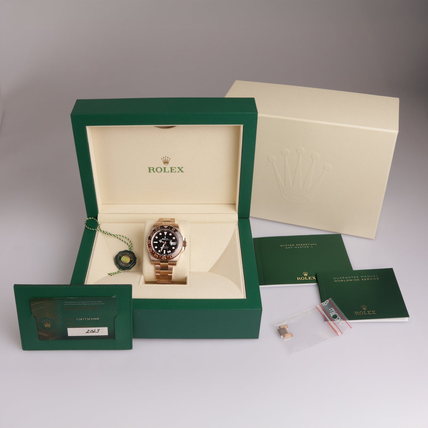 Rolex GMT-Master II | Rootbeer | 126715CHNR | Rosegold | 2023 | Box | Papiere