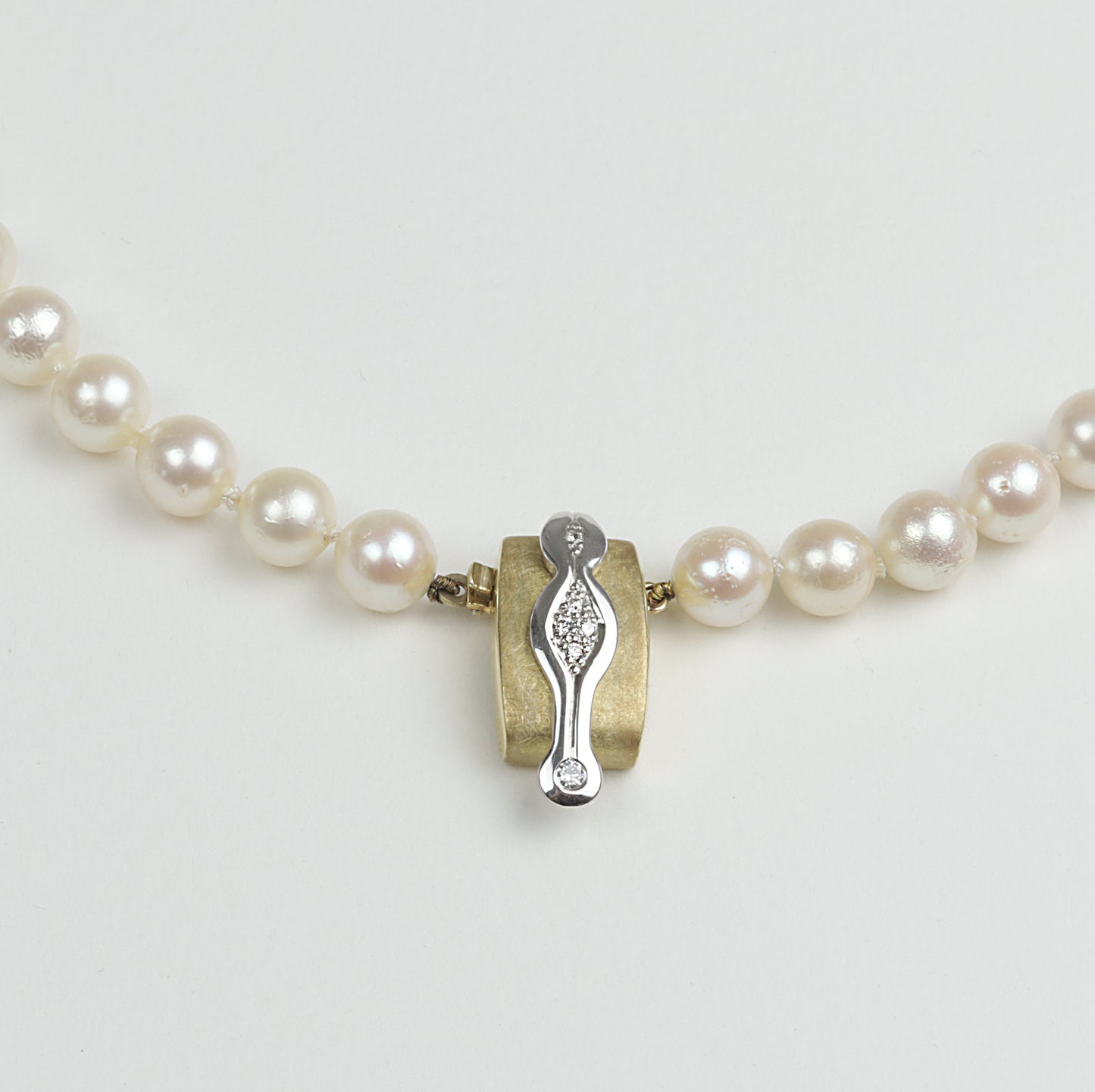 Zuchtperl Akoya 7,5-8,0mm weiß COLLIER 585/- Brillantschließe aus Geschäftsauflösung