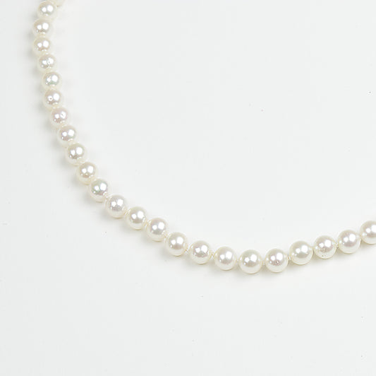 Zuchtperl Akoya 7-7,5mm weiß Collier mit 750/- Gelbgold Schmuckkarabiner aus Geschäftsauflösung