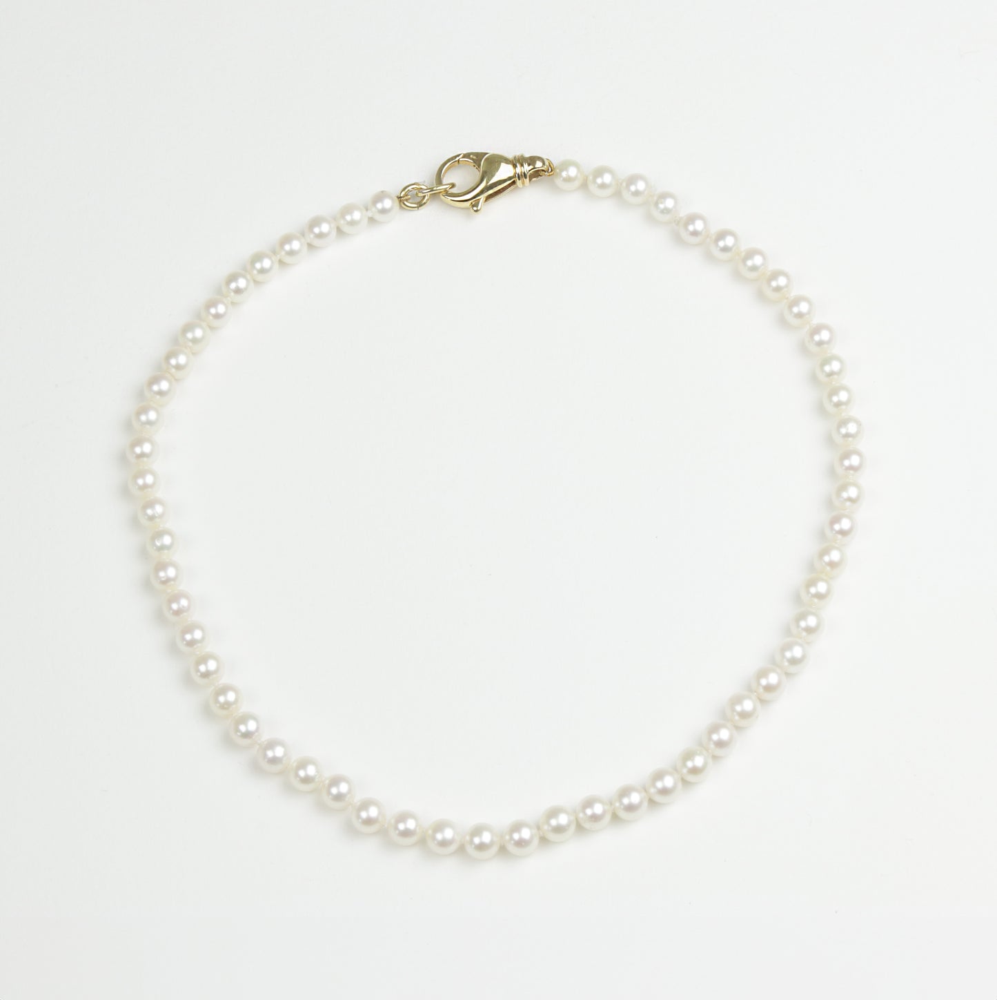 Zuchtperl Akoya 7-7,5mm weiß Collier mit 750/- Gelbgold Schmuckkarabiner aus Geschäftsauflösung