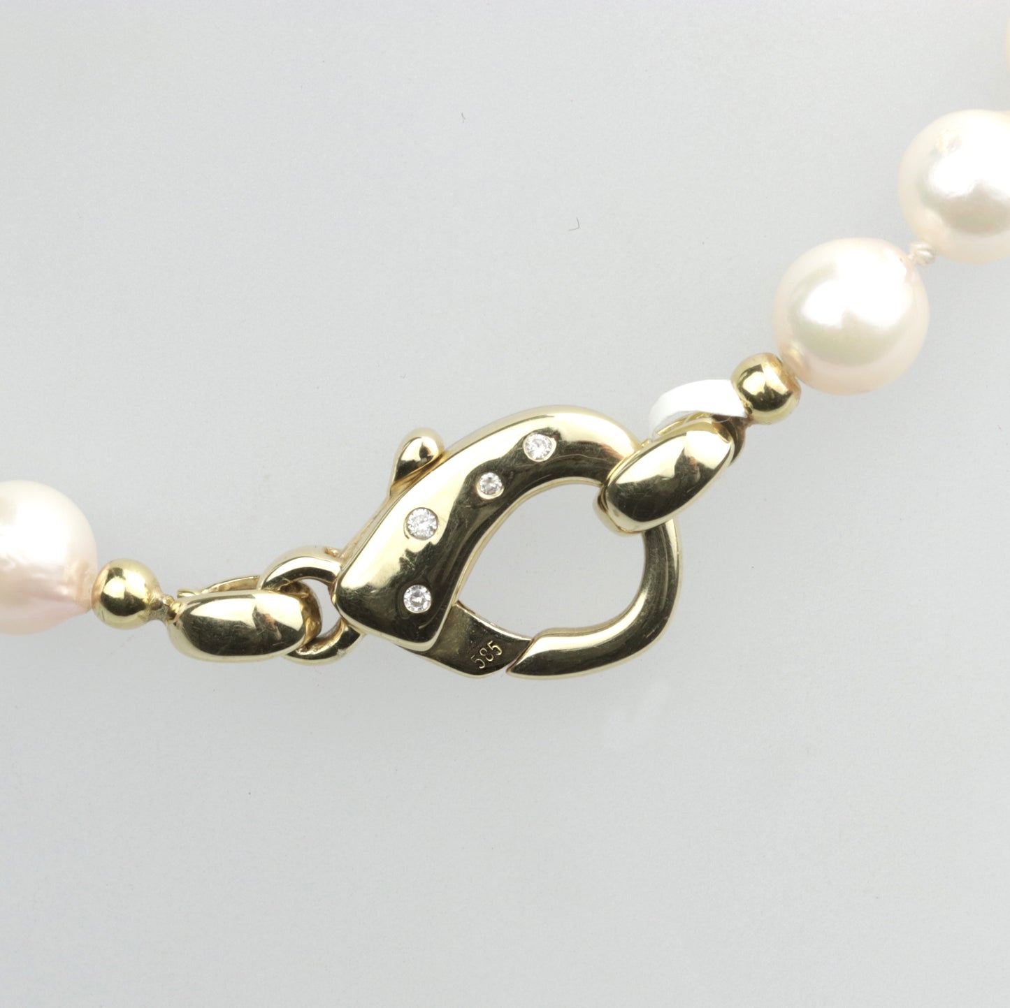 Zuchtperl Akoya 7,5-8,5mm weiß Collier mit 585/- Brillantkarabiner in Bicolor aus Geschäftsauflösung (Kopie)