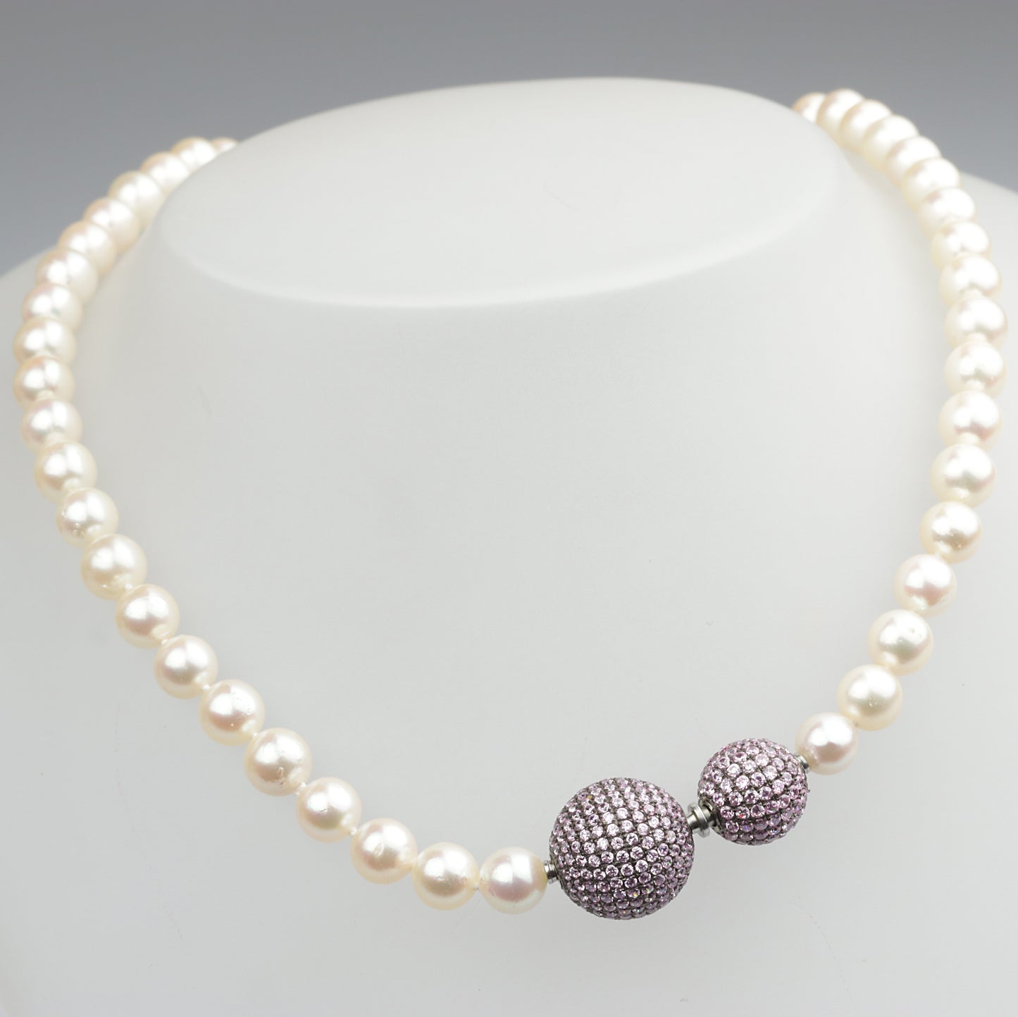 Zuchtperl Akoya 7,0 - 7,5 mm weiß Collier aus Geschäftsauflösung Wechselschließe