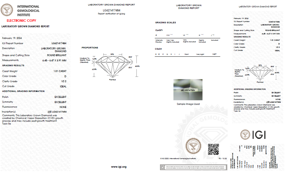 LAB-GROWN Diamant | 1,01 ct D-VS2 | mit IGI Expertise