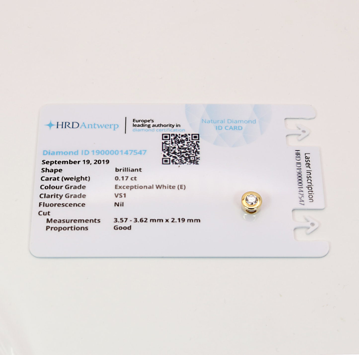 Solitär Brillant Anhänger 750er Gold Zargenfassung 0,17ct E/VS1