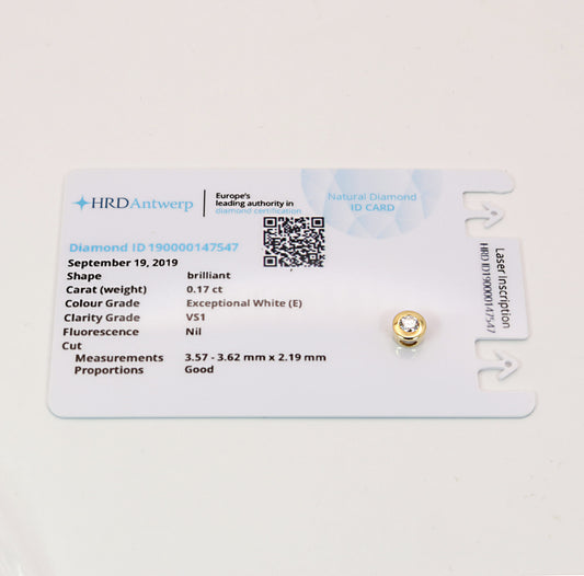 Solitär Brillant Anhänger 750er Gold Zargenfassung 0,17ct E/VS1