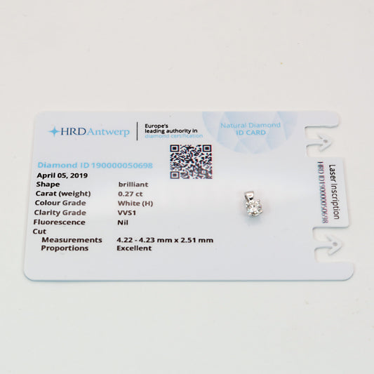 Solitär Brillant Anhänger 750er Gold 4er Kappenfassung 0,27ct H/VVS1