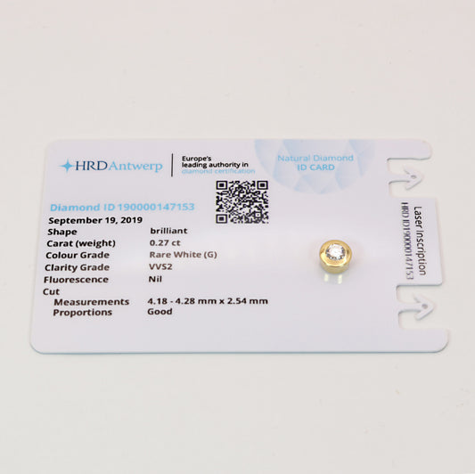 Solitär Brillant Anhänger 750er Gold Zargenfassung 0,27ct G/VVS2