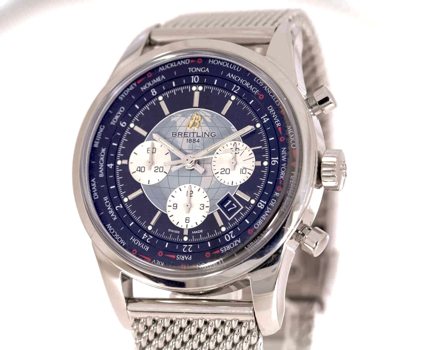 Breitling Stahl Herren Uhr Transocean Milanaiseband 46mm BJ2012 Ref.AB0510