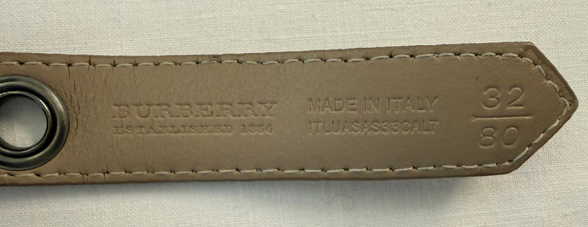 Burberry Gürtel Braun / Beige gestreift 80 cm x 2 cm