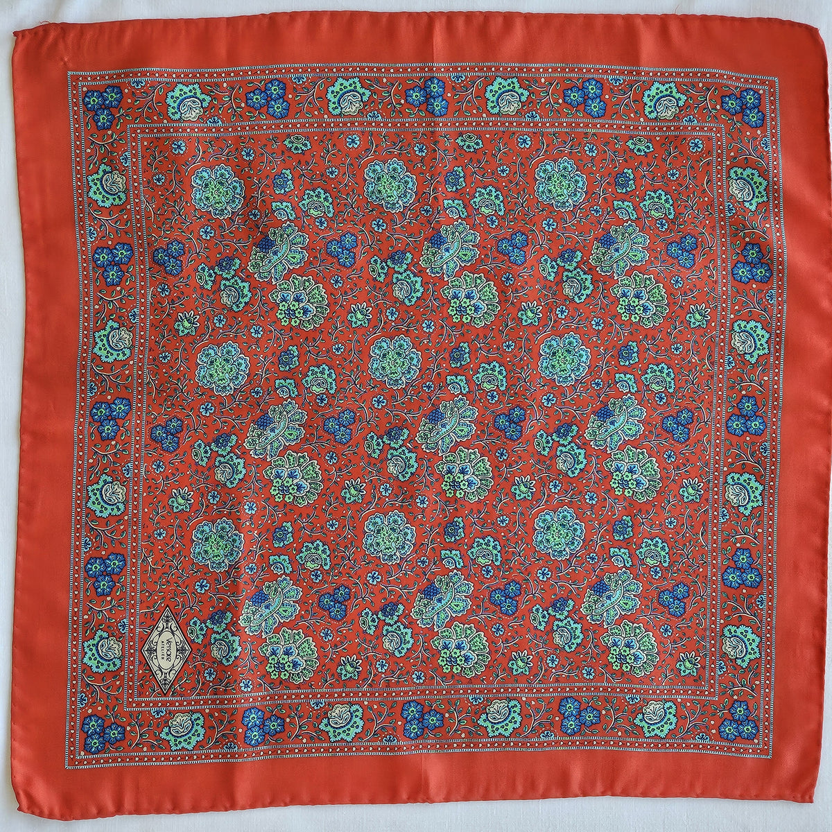 Versace Seidentuch floral rot/blau 41 cm x 43 cm