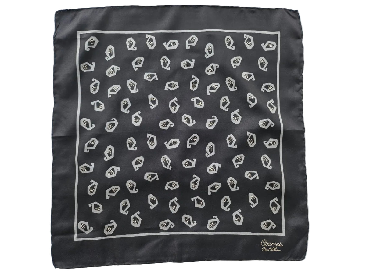 Charvet Seidentuch 47 cm x 47 cm schwarz/grau
