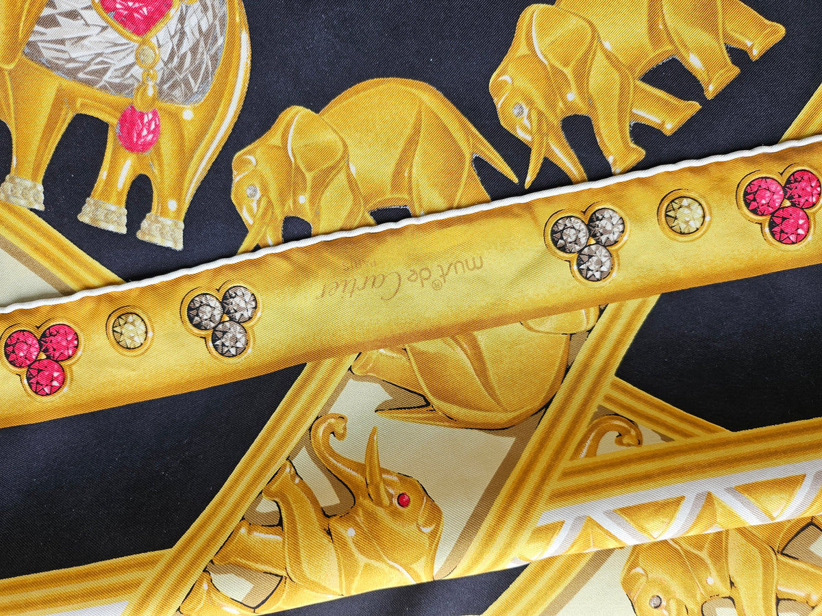 Must de Cartier Seidentuch Motiv Elefanten 85 cm x 85 cm