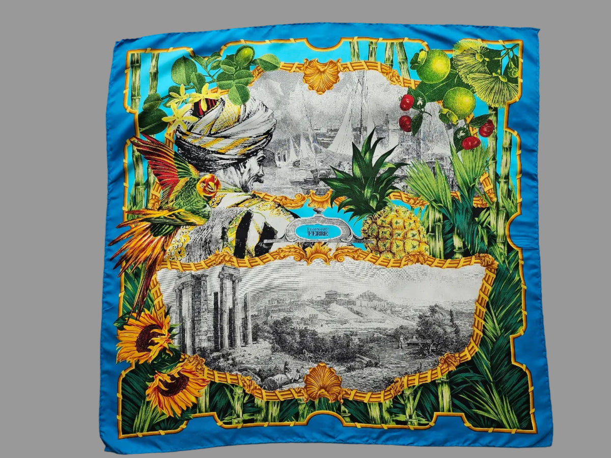 Gianfranco Ferre Seidentuch Motiv Tropical 85 cm x 85 cm