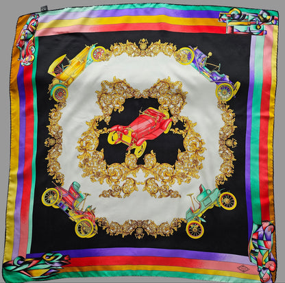 Versace Seidentuch Motiv Oldtimer 85 cm x 85 cm