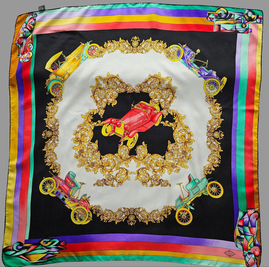 Versace Seidentuch Motiv Oldtimer 85 cm x 85 cm