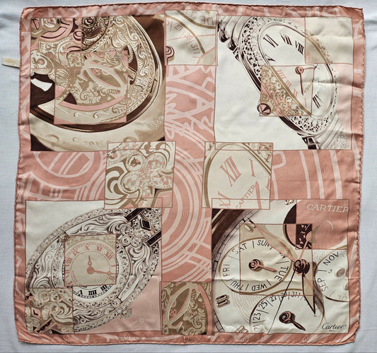 Cartier Seidentuch 65 cm x 65 cm rosa-creme-braun