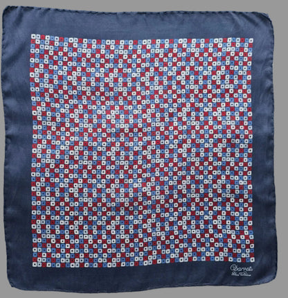 Charvet Seidentuch Blau-Rot Kariert 46 cm x 46 cm