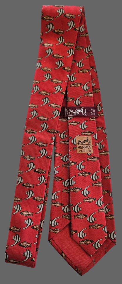 Krawatte Hermès Motiv Fische Reine Seide