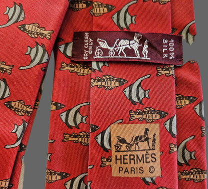 Krawatte Hermès Motiv Fische Reine Seide