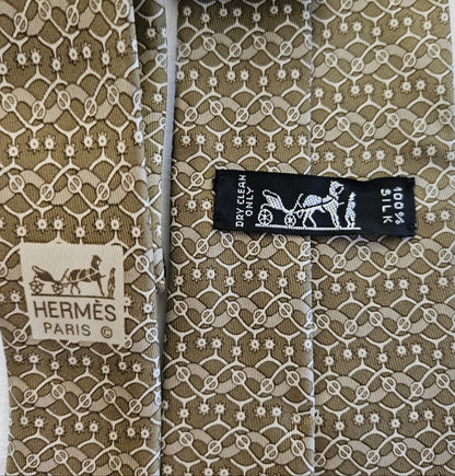 Krawatte Hermès Beige Reine Seide