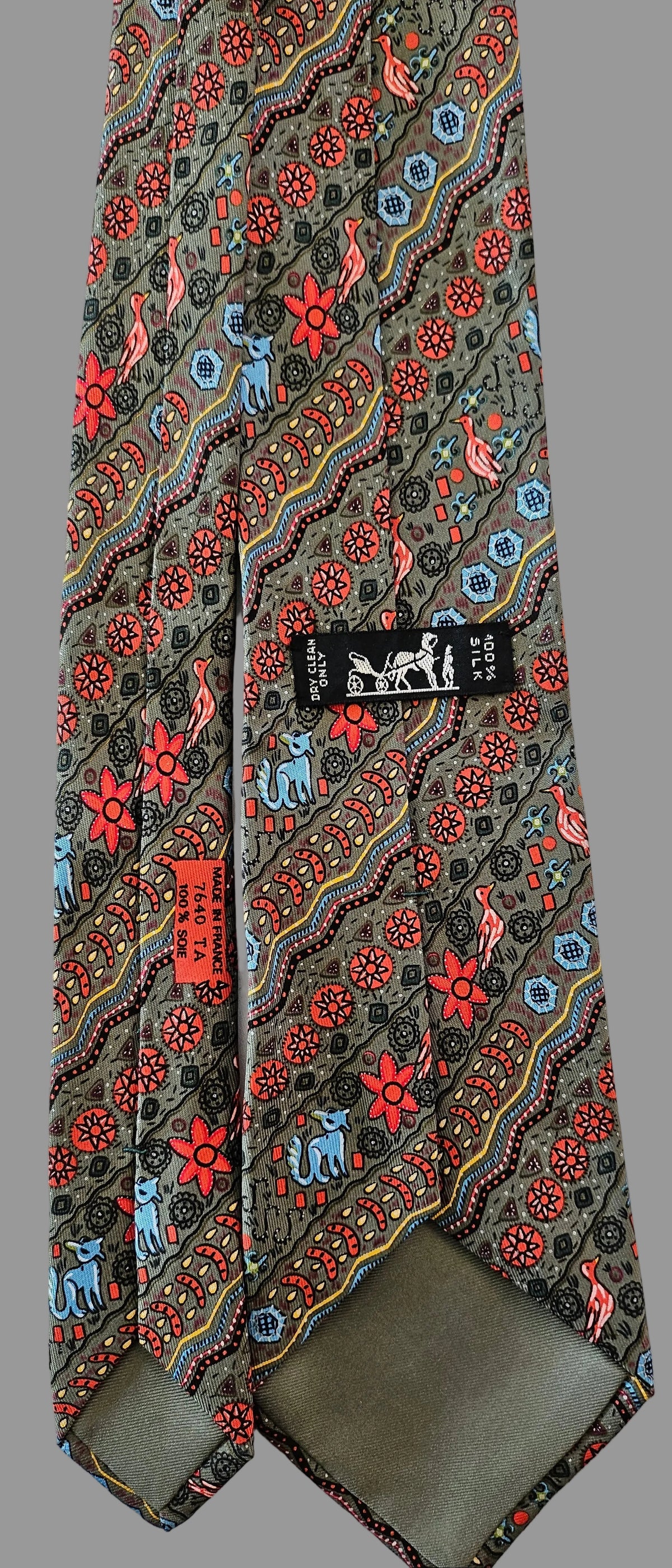 Krawatte Hermès Rot/Grün Reine Seide