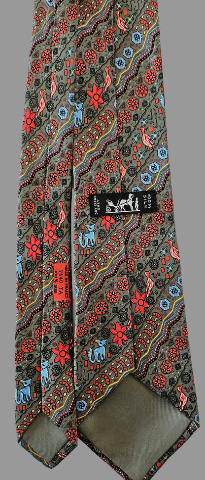 Krawatte Hermès Rot/Grün Reine Seide