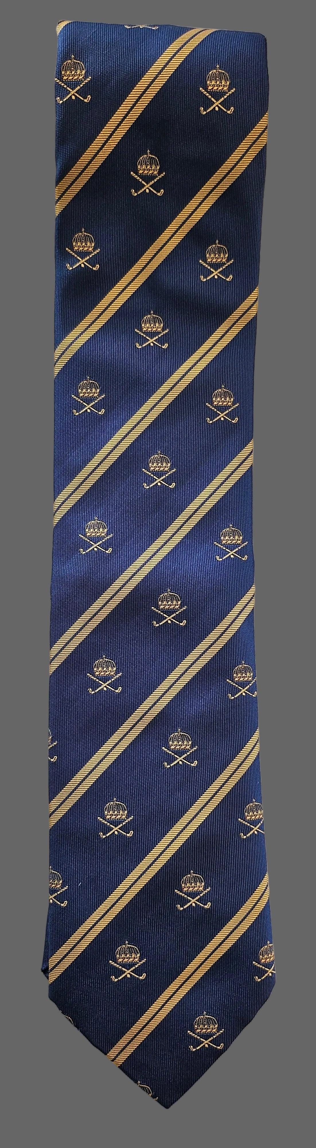 Krawatte Hermès Motiv Krone + Poloschläger Blau Reine Seide