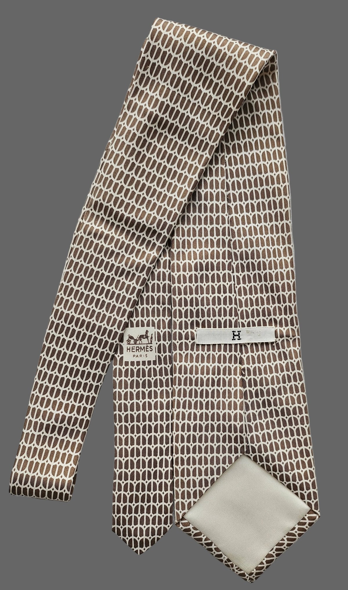 Krawatte Hermès Creme/Nute Reine Seide