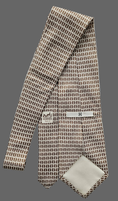 Krawatte Hermès Creme/Nute Reine Seide