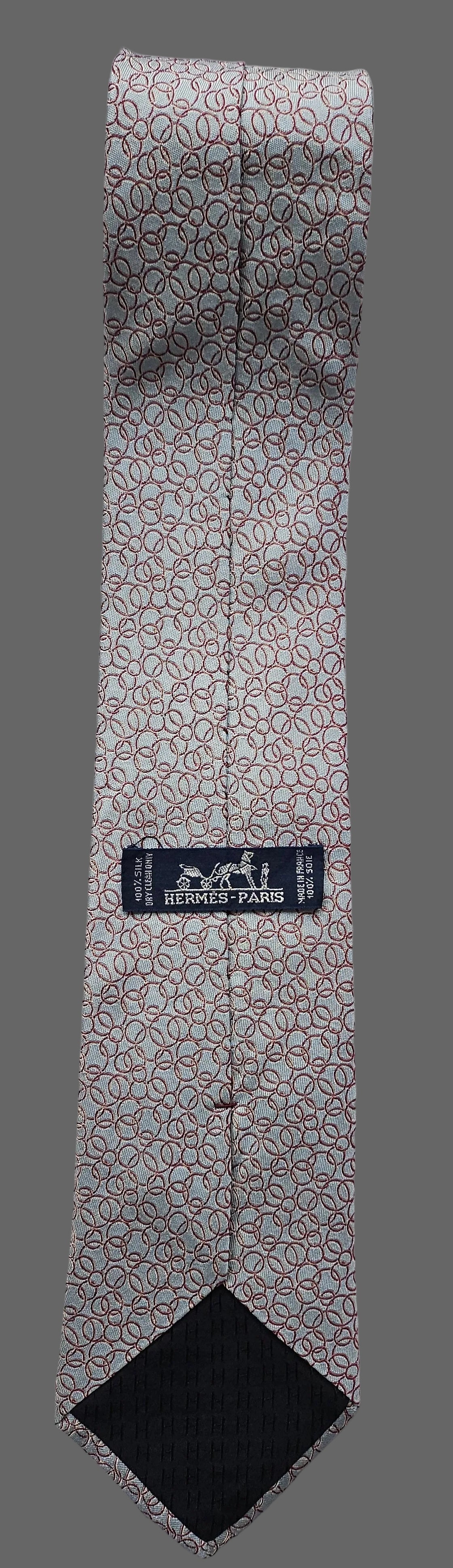 Krawatte Hermès Blau/Grau mit Kreisen Reine Seide