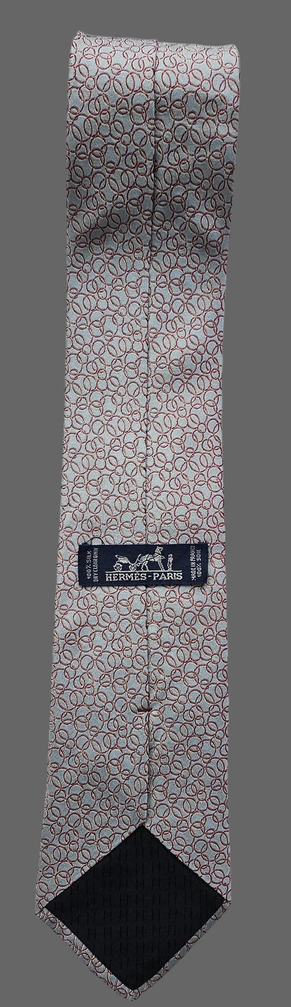 Krawatte Hermès Blau/Grau mit Kreisen Reine Seide