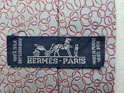 Krawatte Hermès Blau/Grau mit Kreisen Reine Seide
