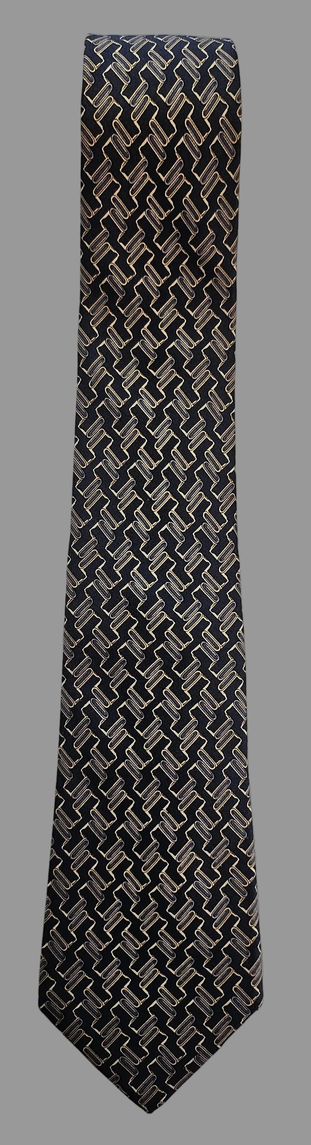 Krawatte Hermès Schwarz/Beige Reine Seide