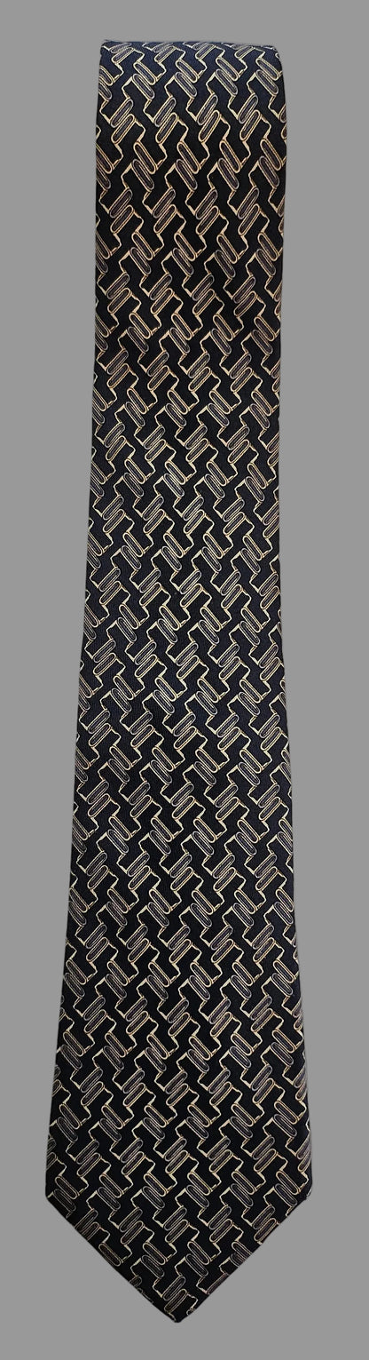 Krawatte Hermès Schwarz/Beige Reine Seide