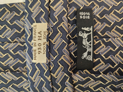 Krawatte Hermès Schwarz/Beige Reine Seide