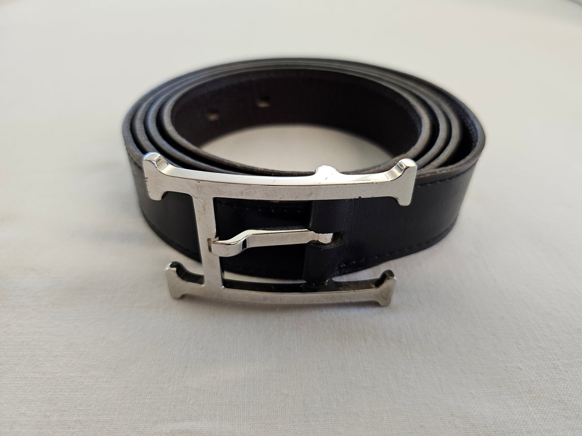 Hermès Gürtel Schwarz / Braun 100 cm x 2,5 cm