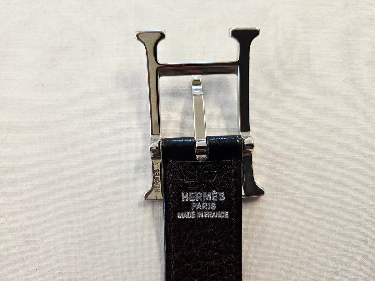 Hermès Gürtel Schwarz / Braun 100 cm x 2,5 cm