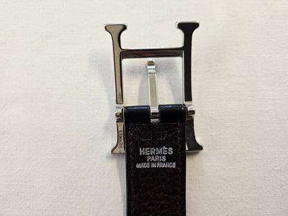 Hermès Gürtel Schwarz / Braun 100 cm x 2,5 cm