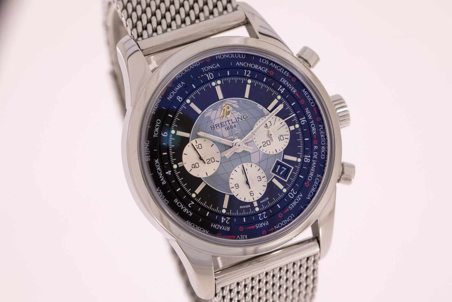 Breitling Stahl Herren Uhr Transocean Milanaiseband 46mm BJ2012 Ref.AB0510