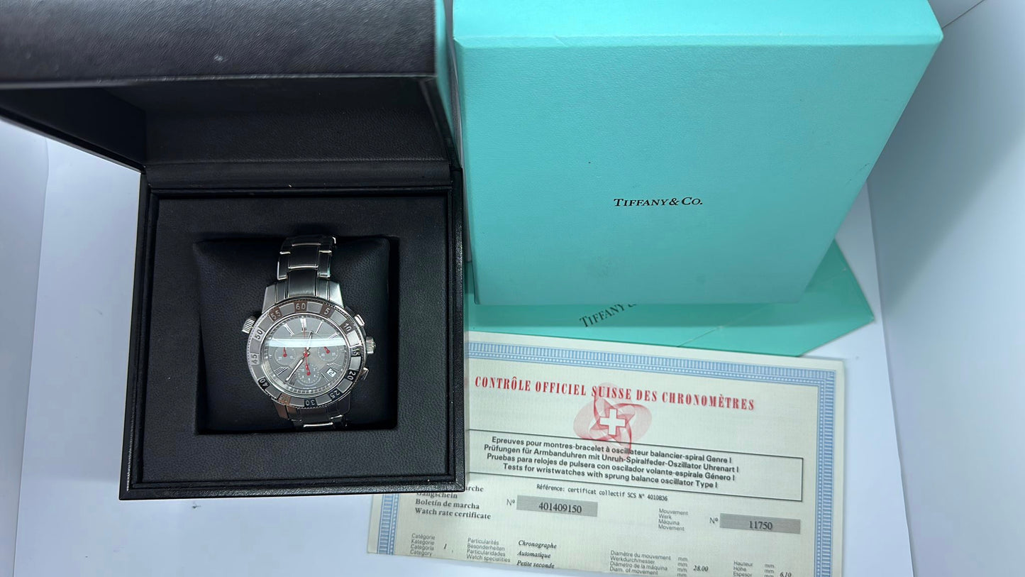 Tiffany & Co. Mark T-57. Ref.401409150 Box Papiere Chronograph Automatik Stahl